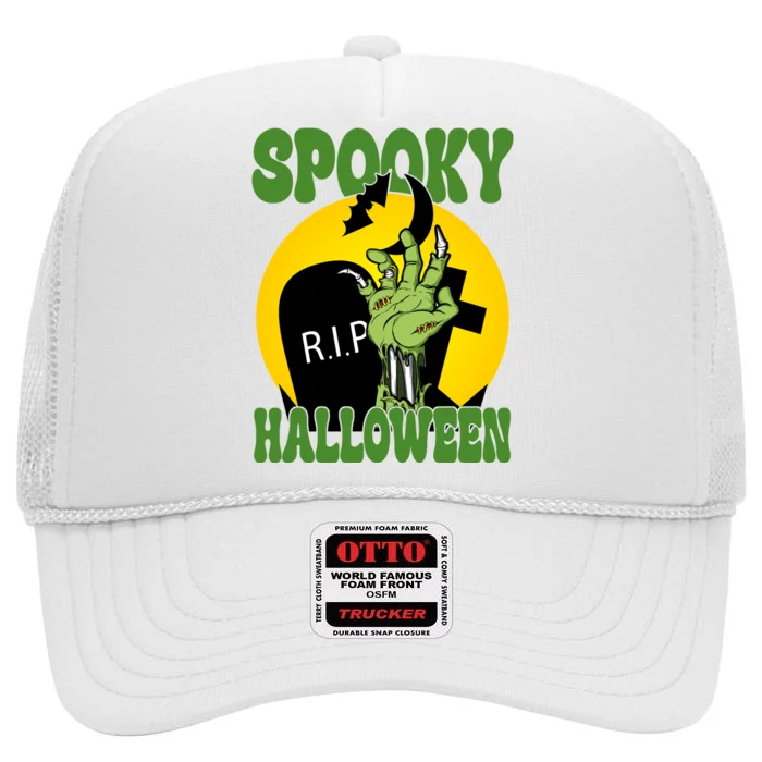 Spooky Halloween Rip Zombie High Crown Mesh Trucker Hat