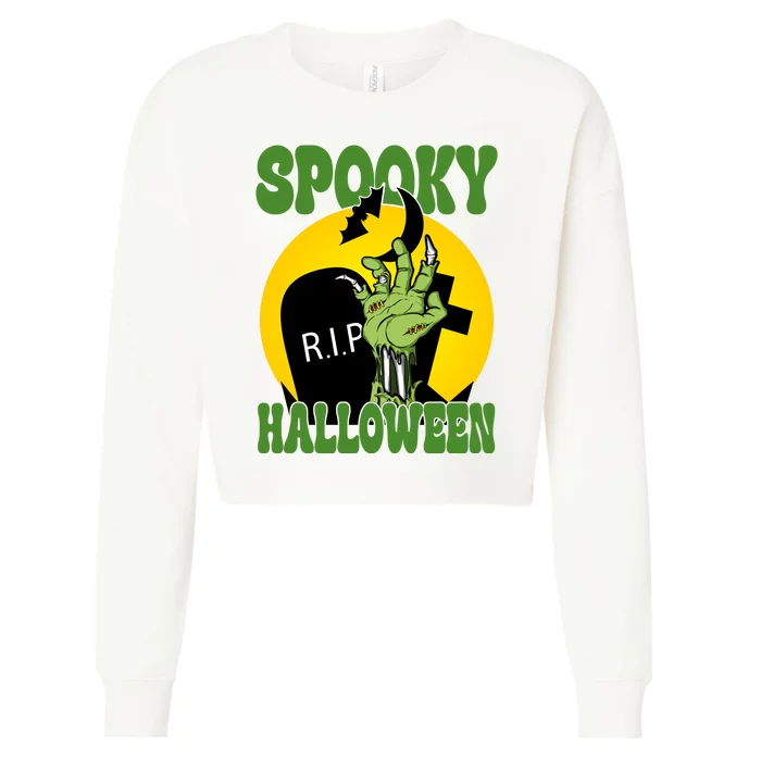 Spooky Halloween Rip Zombie Cropped Pullover Crew