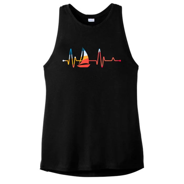 Sailing Heartbeat Retro Sailor Ladies Tri-Blend Wicking Tank