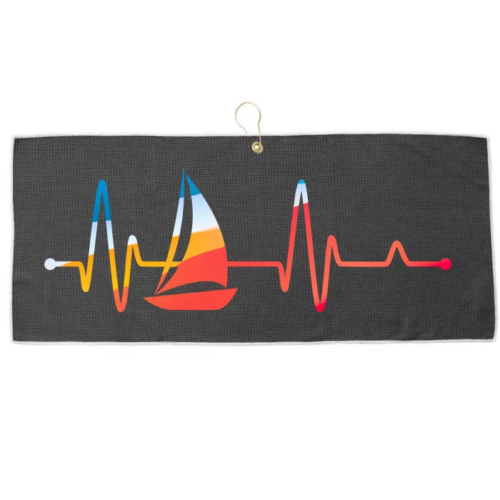 Sailing Heartbeat Retro Sailor Large Microfiber Waffle Golf Towel