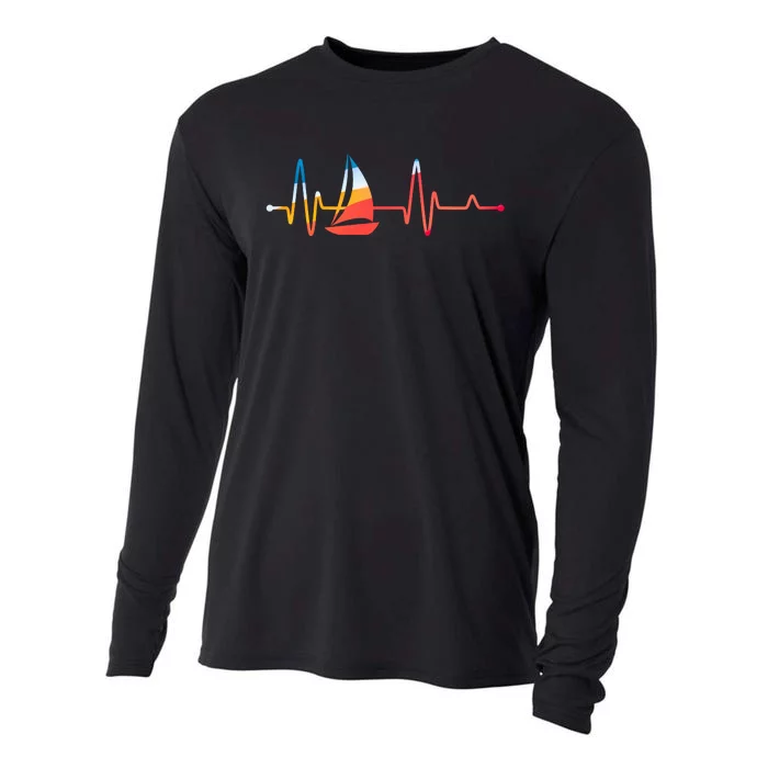 Sailing Heartbeat Retro Sailor Cooling Performance Long Sleeve Crew