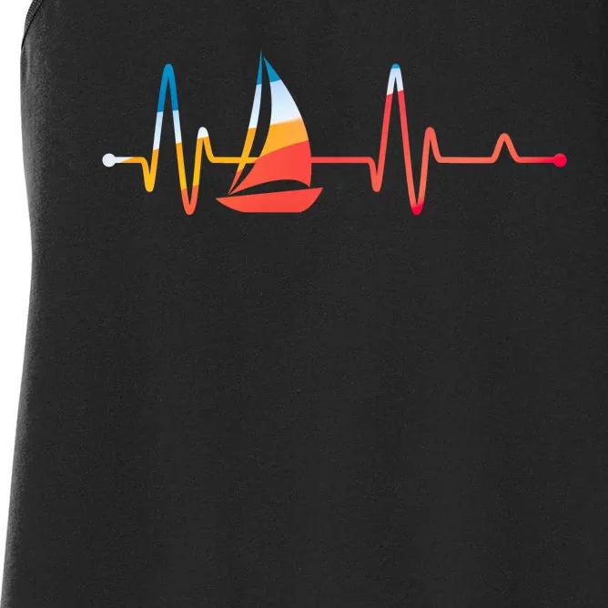 Sailing Heartbeat Retro Sailor Women's Racerback Tank