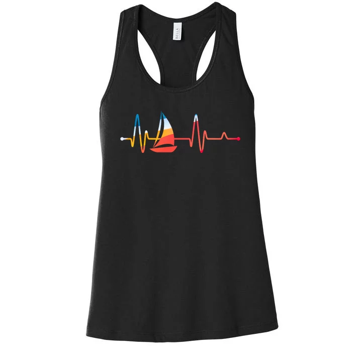 Sailing Heartbeat Retro Sailor Women's Racerback Tank