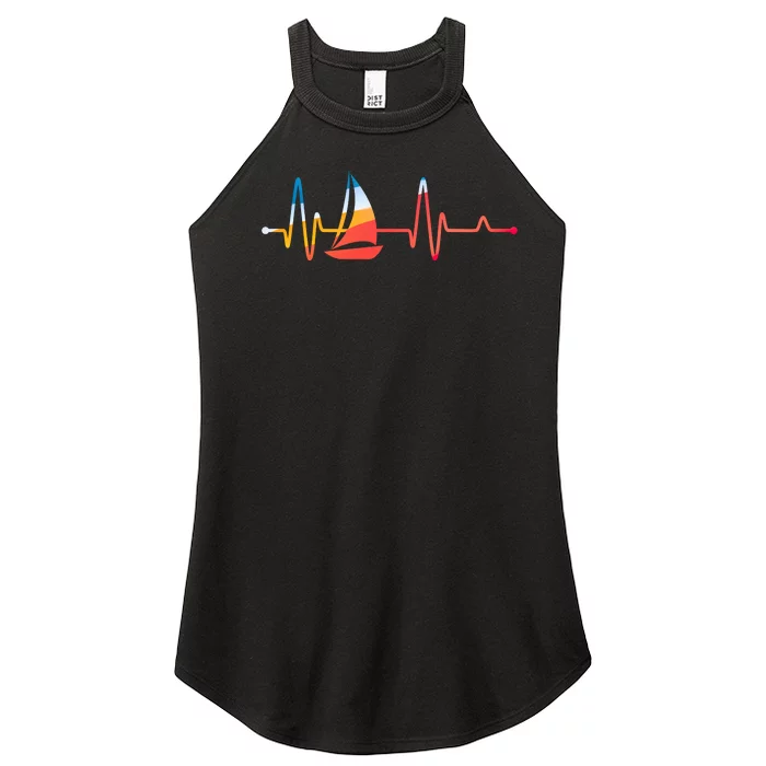 Sailing Heartbeat Retro Sailor Women’s Perfect Tri Rocker Tank