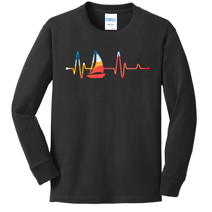 Sailing Heartbeat Retro Sailor Kids Long Sleeve Shirt