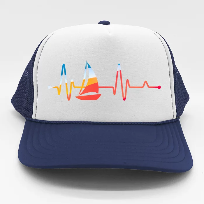 Sailing Heartbeat Retro Sailor Trucker Hat