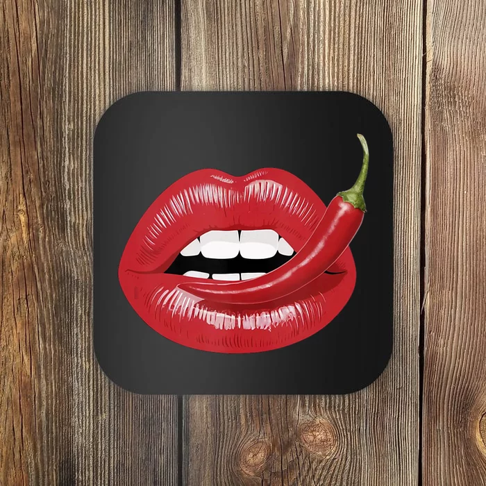 Sexy Hot Red Chili Pepper Lips Coaster