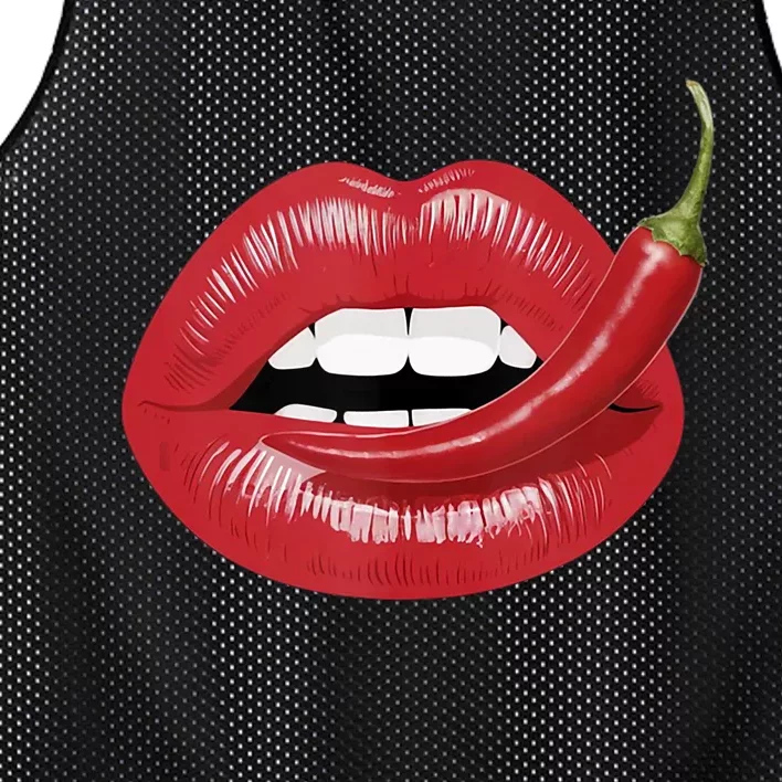 Sexy Hot Red Chili Pepper Lips Mesh Reversible Basketball Jersey Tank