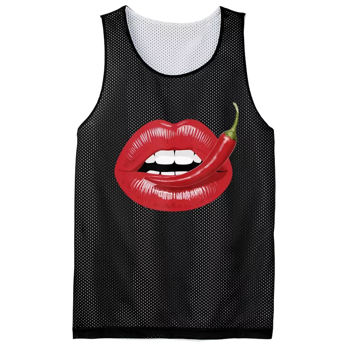 Sexy Hot Red Chili Pepper Lips Mesh Reversible Basketball Jersey Tank