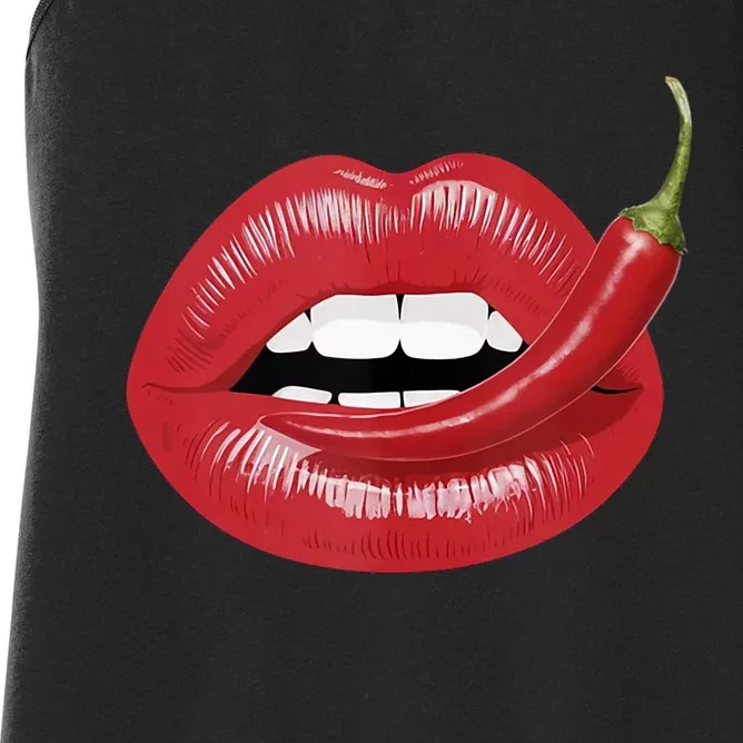 Sexy Hot Red Chili Pepper Lips Women's Racerback Tank