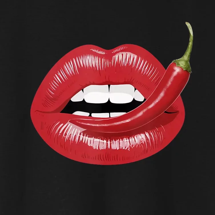 Sexy Hot Red Chili Pepper Lips Women's Crop Top Tee