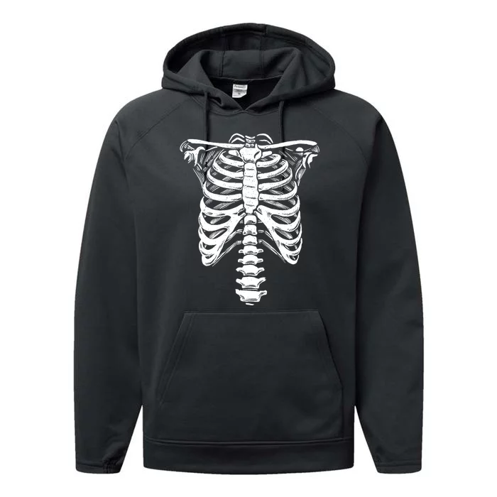 Skeleton Heart Rib Cage XRay Funny Halloween Performance Fleece Hoodie