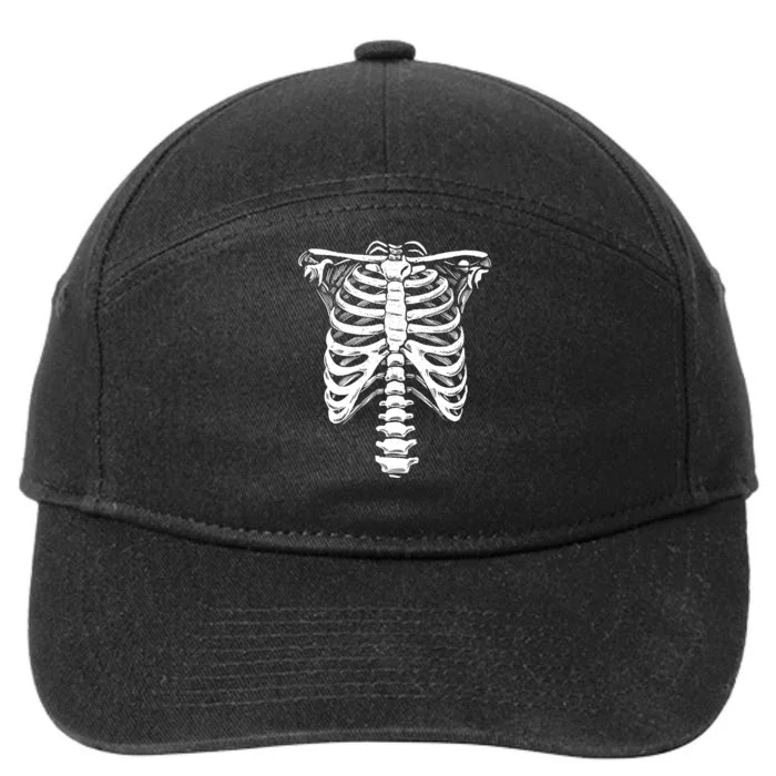 Skeleton Heart Rib Cage XRay Funny Halloween 7-Panel Snapback Hat