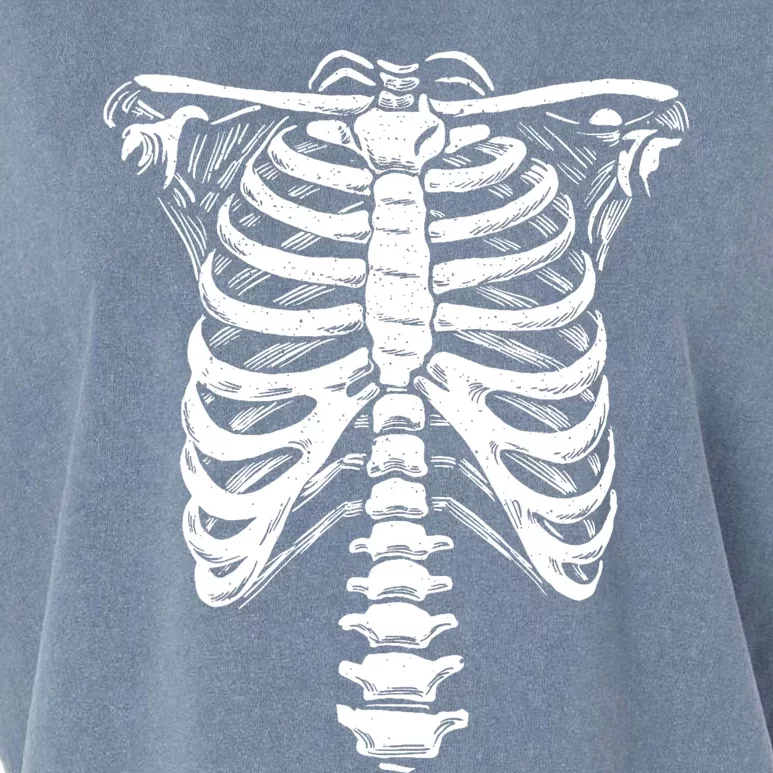 Skeleton Heart Rib Cage XRay Funny Halloween Garment-Dyed Women's Muscle Tee