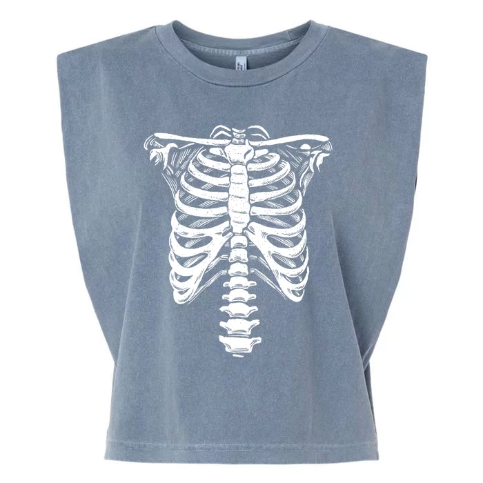 Skeleton Heart Rib Cage XRay Funny Halloween Garment-Dyed Women's Muscle Tee