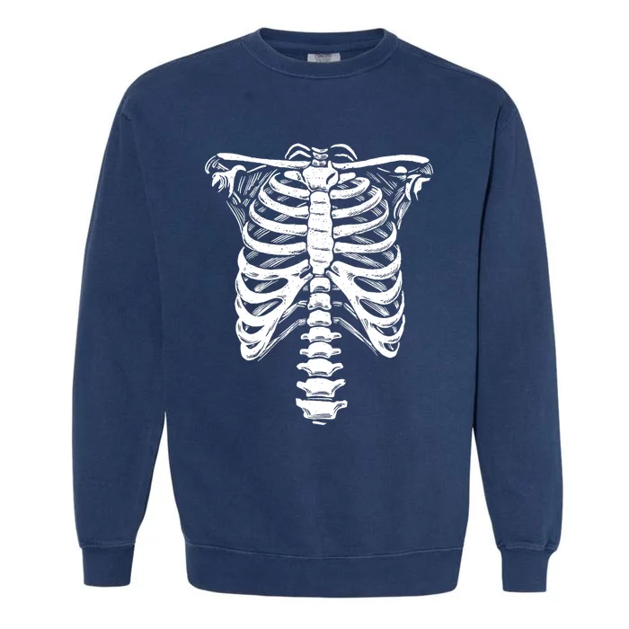 Skeleton Heart Rib Cage XRay Funny Halloween Garment-Dyed Sweatshirt