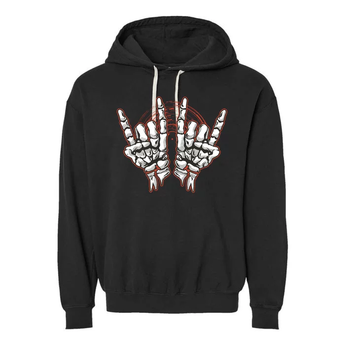 Skeleton Hands Rock And Roll Garment-Dyed Fleece Hoodie