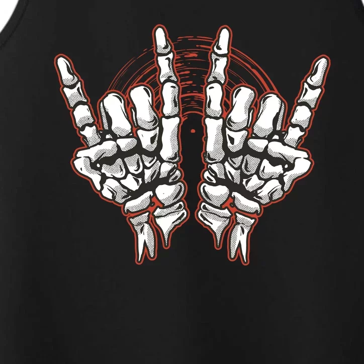 Skeleton Hands Rock And Roll Performance Tank