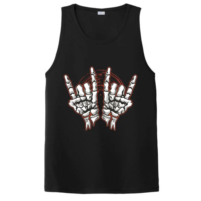 Skeleton Hands Rock And Roll Performance Tank