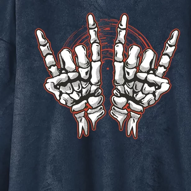 Skeleton Hands Rock And Roll Hooded Wearable Blanket