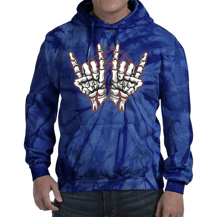 Skeleton Hands Rock And Roll Tie Dye Hoodie