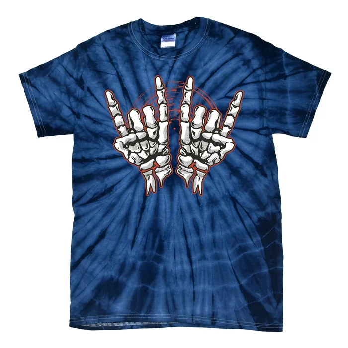 Skeleton Hands Rock And Roll Tie-Dye T-Shirt