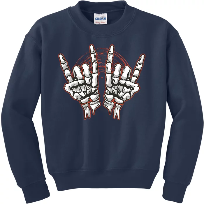 Skeleton Hands Rock And Roll Kids Sweatshirt