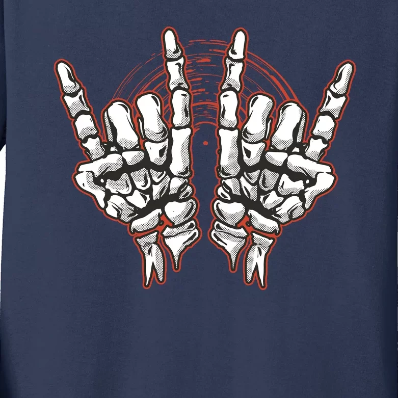 Skeleton Hands Rock And Roll Kids Long Sleeve Shirt