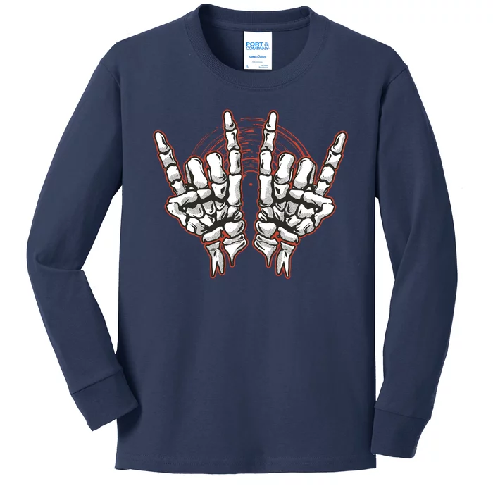 Skeleton Hands Rock And Roll Kids Long Sleeve Shirt