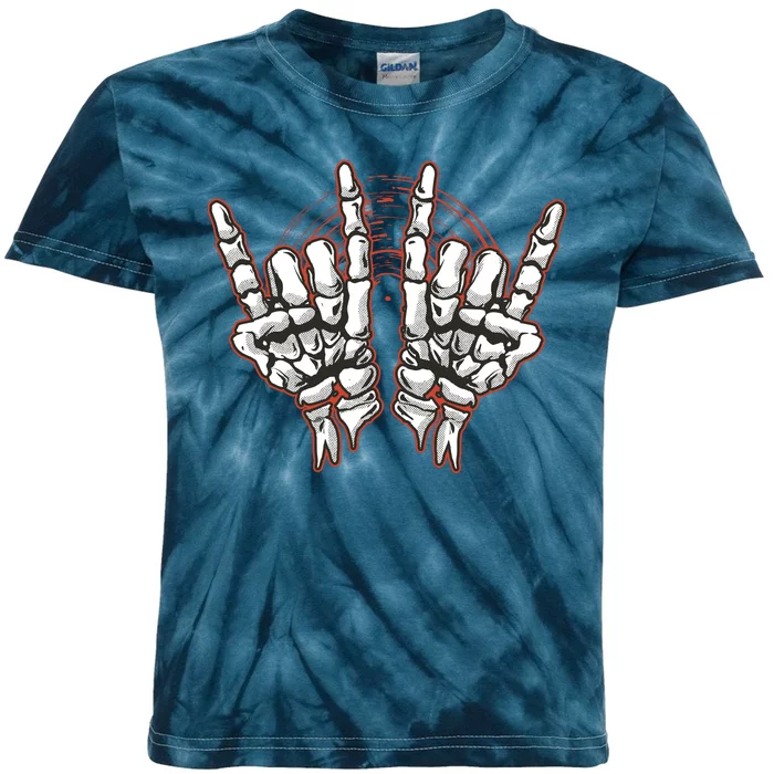 Skeleton Hands Rock And Roll Kids Tie-Dye T-Shirt