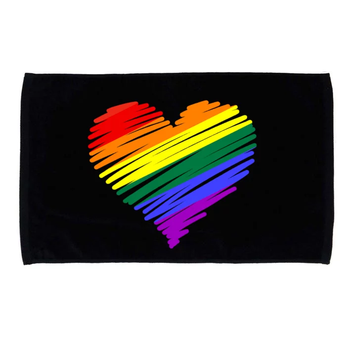 Scribble Heart Rainbow Valentines Day Lgbt Pride Gay Lesbian Gift Microfiber Hand Towel