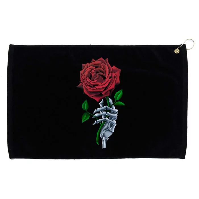 Skeleton Hand Red Rose Flower Grommeted Golf Towel