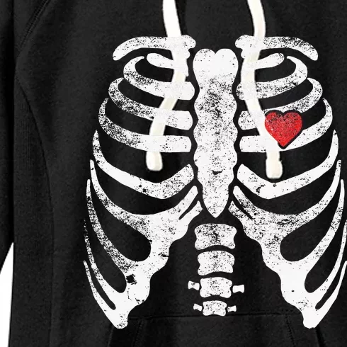 Skeleton Heart Rib Cage X Ray Adult Kids Funny Halloween Women's Fleece Hoodie