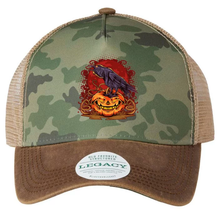 Spooky Halloween Raven Crow Jacklantern Pumpkin Legacy Tie Dye Trucker Hat