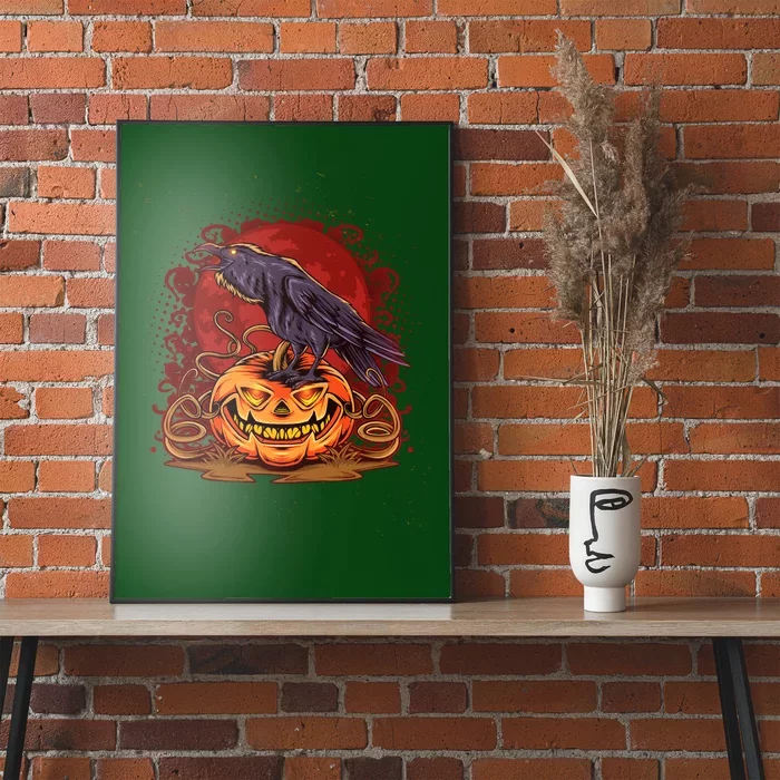 Spooky Halloween Raven Crow Jacklantern Pumpkin Poster