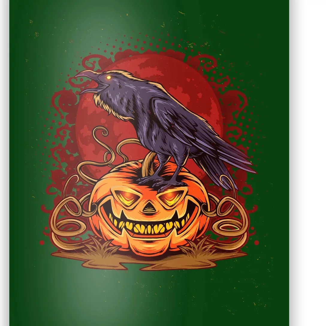 Spooky Halloween Raven Crow Jacklantern Pumpkin Poster