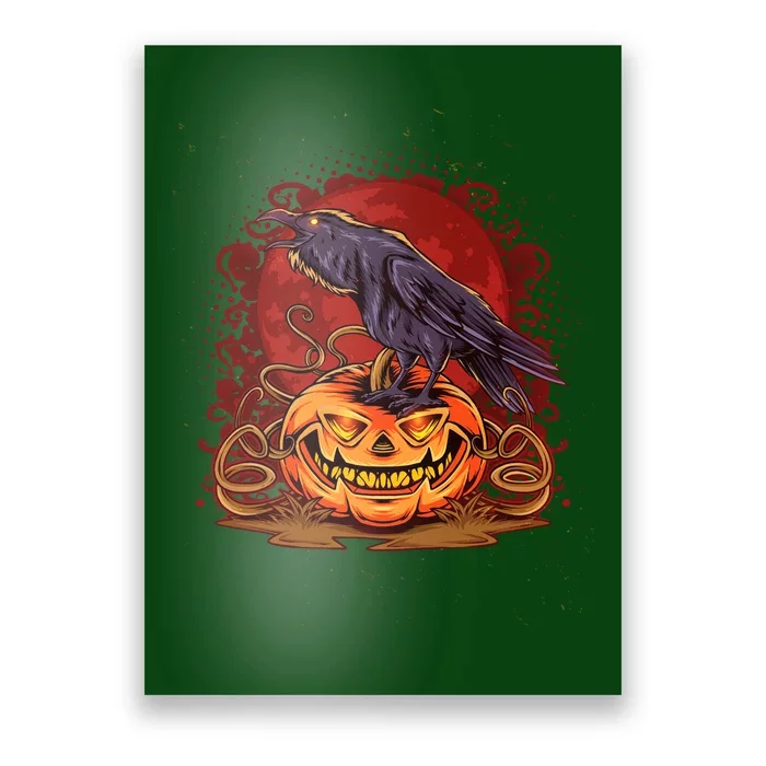 Spooky Halloween Raven Crow Jacklantern Pumpkin Poster