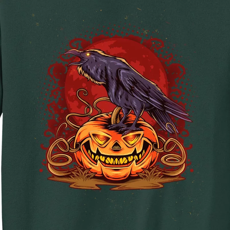 Spooky Halloween Raven Crow Jacklantern Pumpkin Tall Sweatshirt