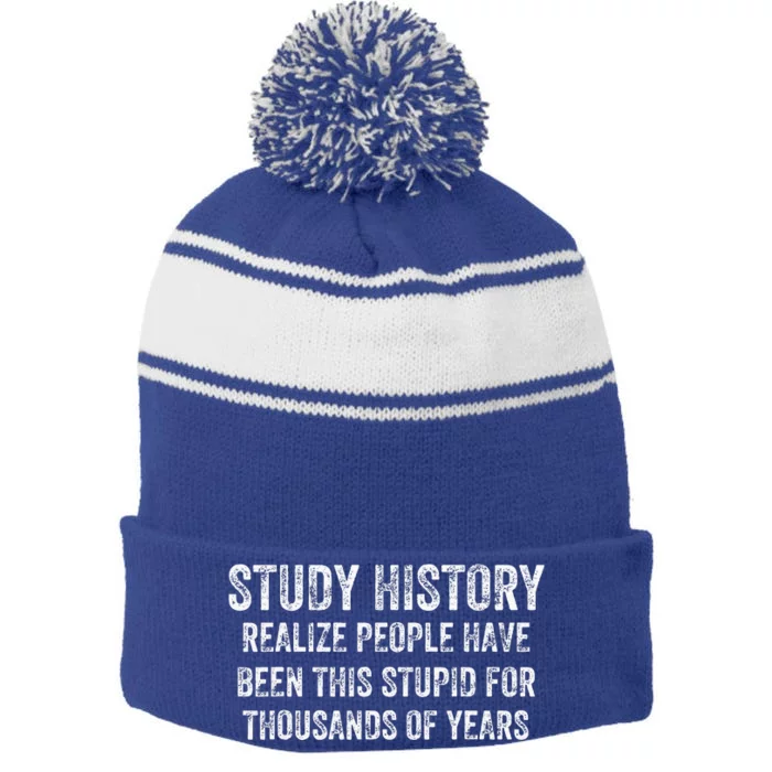 Study History Realize People Have Been This Stupid Stripe Pom Pom Beanie