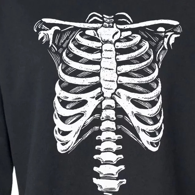 Skeleton Heart Rib Cage XRay Funny Halloween Cropped Pullover Crew