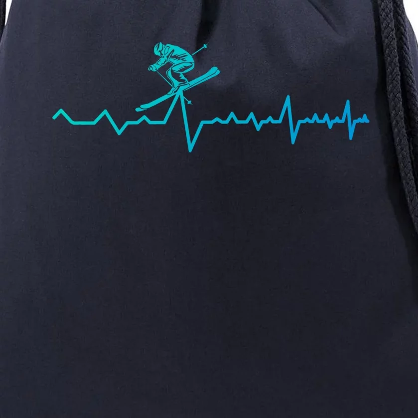 Skier Heartbeat Ski Instructor Winter Sport Skiing Ski Cool Gift Drawstring Bag