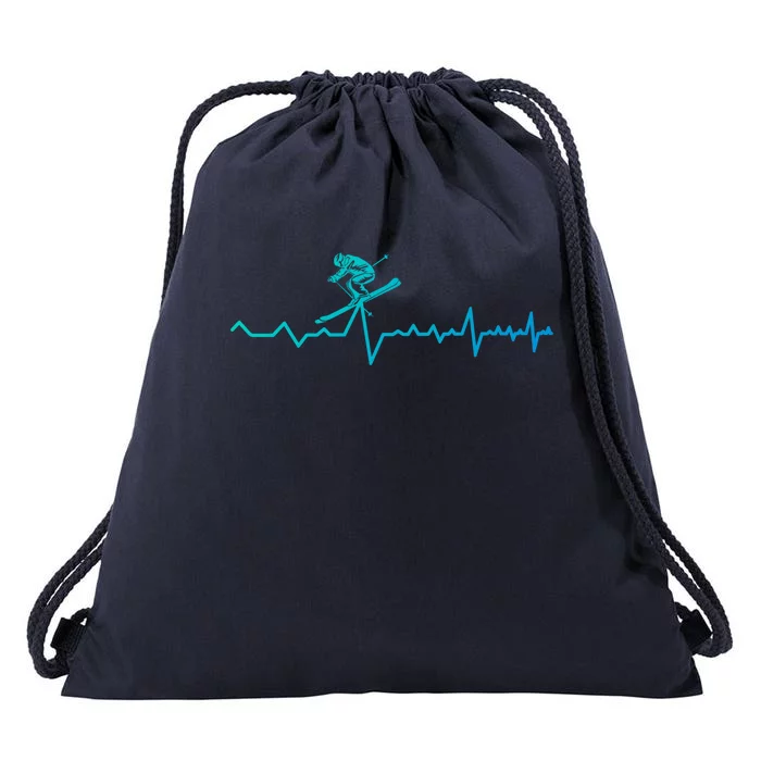 Skier Heartbeat Ski Instructor Winter Sport Skiing Ski Cool Gift Drawstring Bag