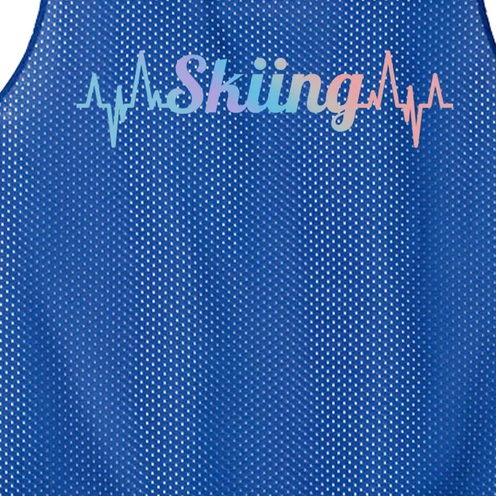 Skiing Heartbeat Skiing Teacher Winter Sports Funny Gift Mesh Reversible Basketball Jersey Tank