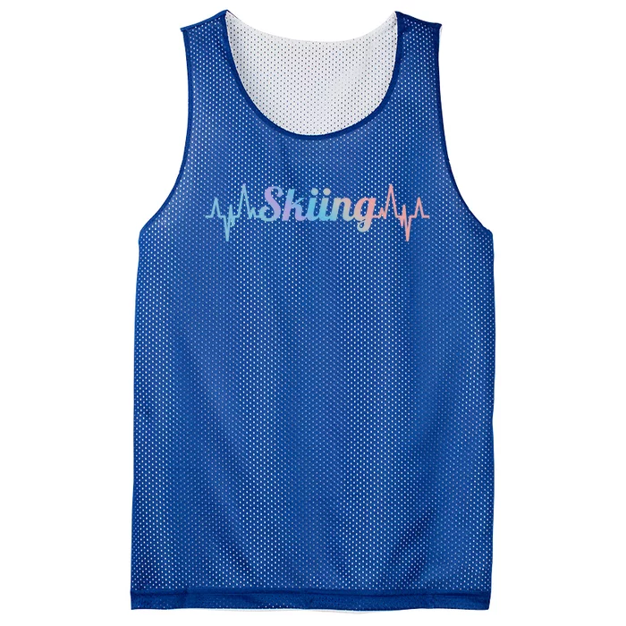 Skiing Heartbeat Skiing Teacher Winter Sports Funny Gift Mesh Reversible Basketball Jersey Tank