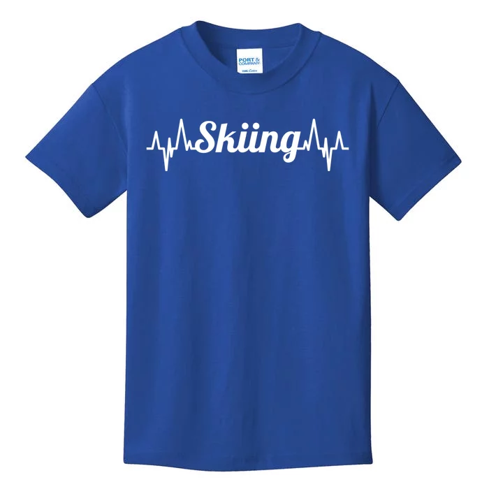 Ski Heartbeat Skiing Enthusiast Gift Kids T-Shirt