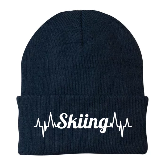 Ski Heartbeat Skiing Enthusiast Gift Knit Cap Winter Beanie