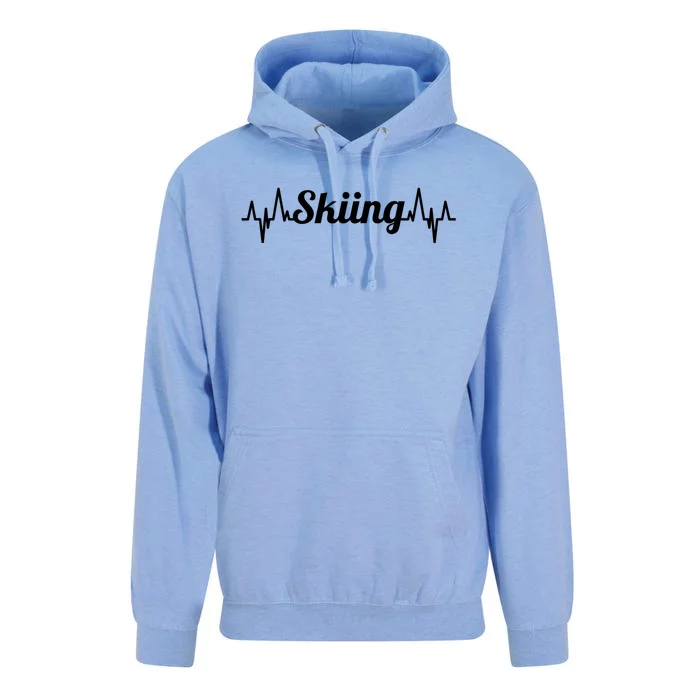 Ski Heartbeat Skiing Enthusiast Gift Unisex Surf Hoodie