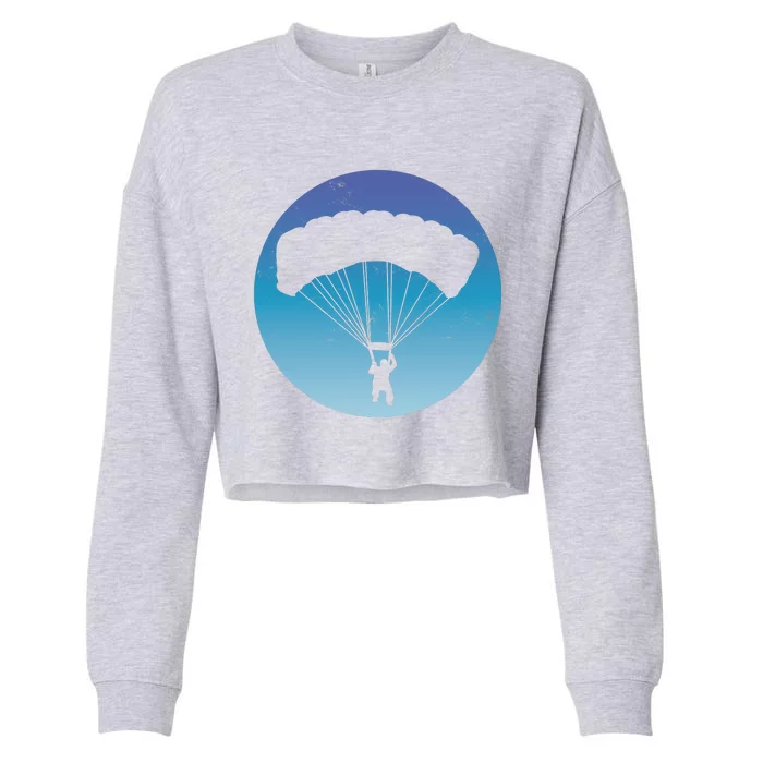 Skydiving Hobby Silhouette Cropped Pullover Crew