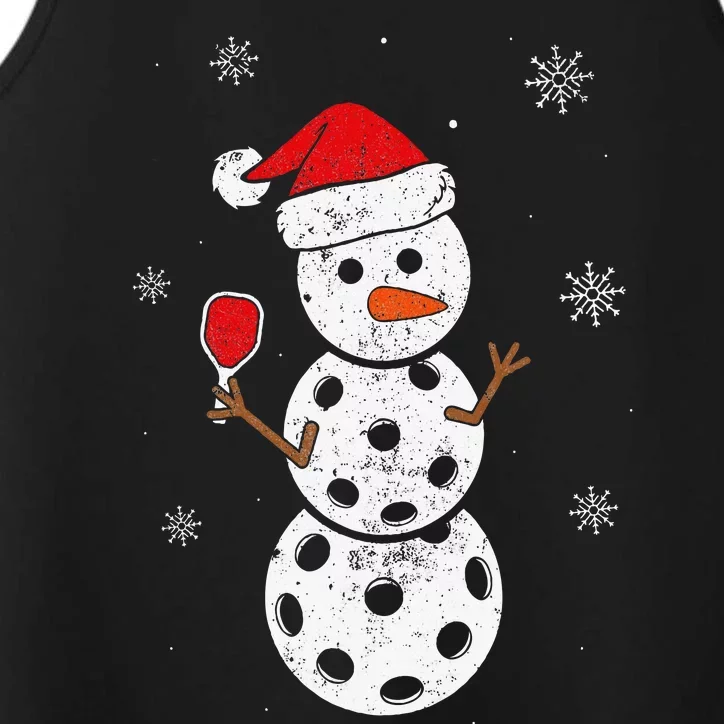 Santa Hat Snowman Gifts For Xmas Funny Pickleball Christmas Performance Tank