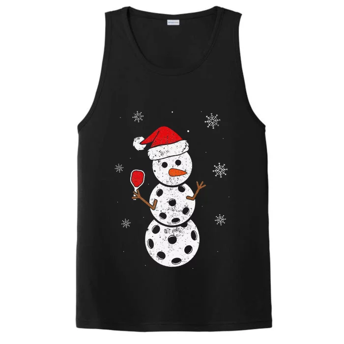 Santa Hat Snowman Gifts For Xmas Funny Pickleball Christmas Performance Tank